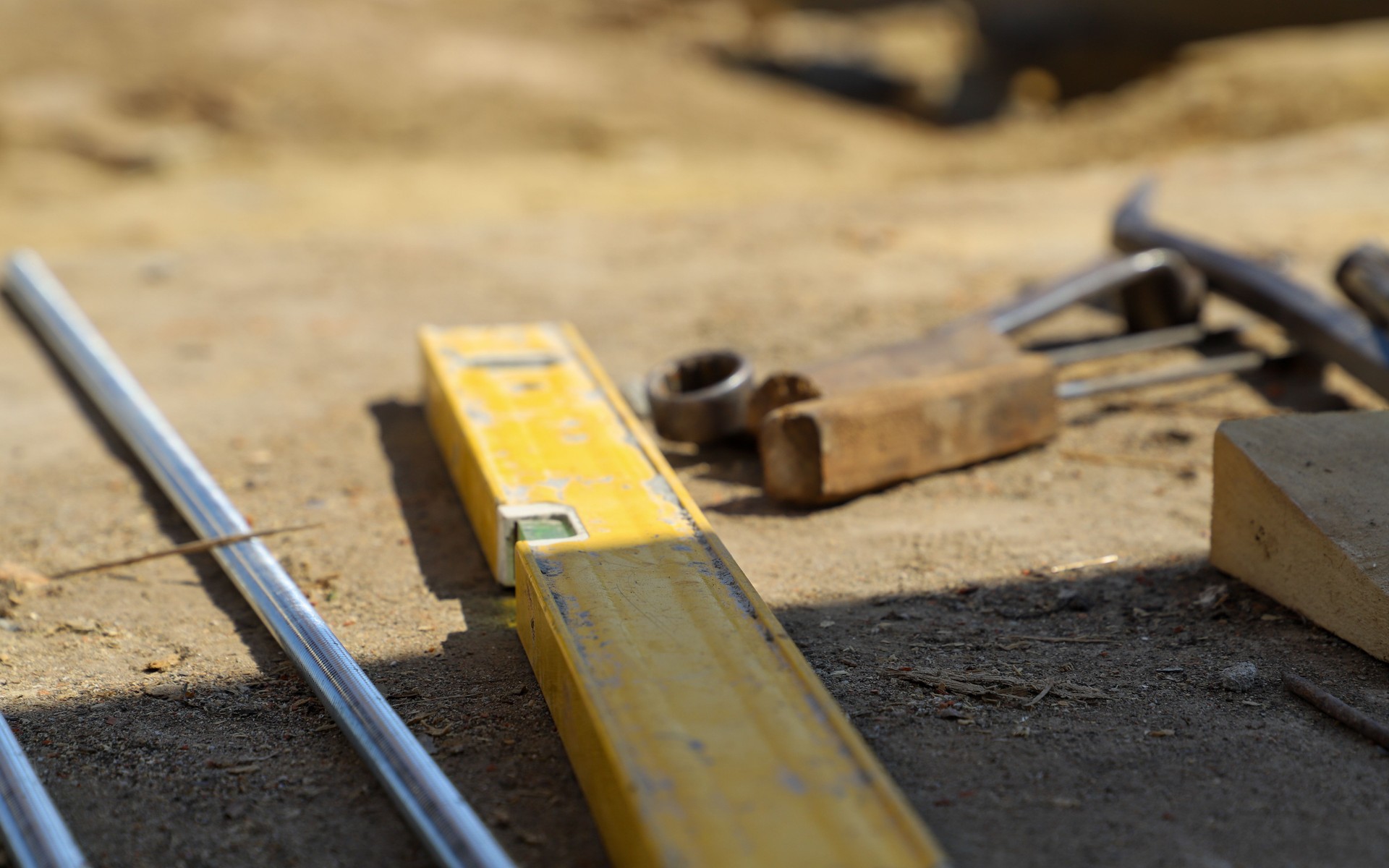construction site. work materials and tools